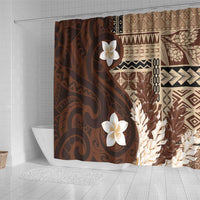 Samoa Teuila 2024 Shower Curtain Samoan Siapo Pattern Brown Version