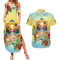 Aloha Hawaii Turtle Couples Matching Summer Maxi Dress and Hawaiian Shirt Retro Style - Polynesian Pride