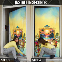 Aloha Hawaii Turtle Door Cover Retro Style - Polynesian Pride