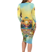 Aloha Hawaii Turtle Family Matching Long Sleeve Bodycon Dress and Hawaiian Shirt Retro Style - Polynesian Pride