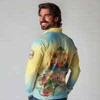 Aloha Hawaii Turtle Long Sleeve Polo Shirt Retro Style - Polynesian Pride