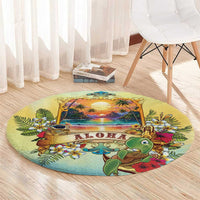 Aloha Hawaii Turtle Round Carpet Retro Style - Polynesian Pride
