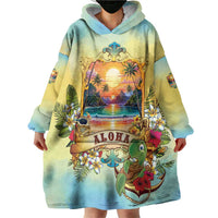 Aloha Hawaii Turtle Wearable Blanket Hoodie Retro Style - Polynesian Pride