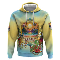 Aloha Hawaii Turtle Zip Hoodie Retro Style - Polynesian Pride