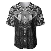 New Zealand Aotearoa Baseball Jersey Maori Manta Ray Moko Black - Polynesian Pride