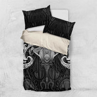 New Zealand Aotearoa Bedding Set Maori Manta Ray Moko Black - Polynesian Pride