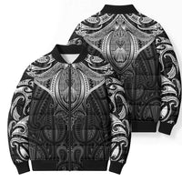 New Zealand Aotearoa Bomber Puffer Jacket Maori Manta Ray Moko Black - Polynesian Pride