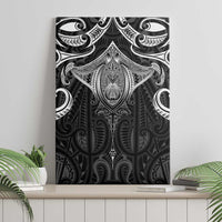 New Zealand Aotearoa Canvas Wall Art Maori Manta Ray Moko Black - Polynesian Pride