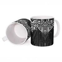 New Zealand Aotearoa Ceramic Mug Maori Manta Ray Moko Black LT05 - Polynesian Pride