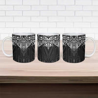 New Zealand Aotearoa Ceramic Mug Maori Manta Ray Moko Black LT05 - Polynesian Pride