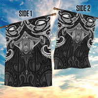 New Zealand Aotearoa Garden Flag Maori Manta Ray Moko Black - Polynesian Pride