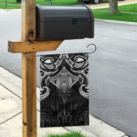 New Zealand Aotearoa Garden Flag Maori Manta Ray Moko Black - Polynesian Pride