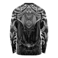 New Zealand Aotearoa Long Sleeve Shirt Maori Manta Ray Moko Black - Polynesian Pride