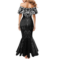 New Zealand Aotearoa Mermaid Dress Maori Manta Ray Moko Black - Polynesian Pride