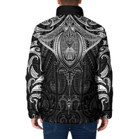 New Zealand Aotearoa Padded Jacket Maori Manta Ray Moko Black - Polynesian Pride