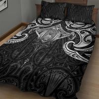 New Zealand Aotearoa Quilt Bed Set Maori Manta Ray Moko Black - Polynesian Pride
