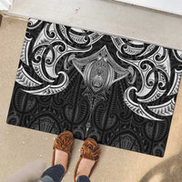 New Zealand Aotearoa Rubber Doormat Maori Manta Ray Moko Black - Polynesian Pride
