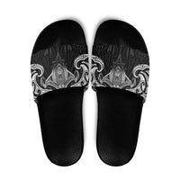 New Zealand Aotearoa Slide Sandals Maori Manta Ray Moko Black LT05 Black - Polynesian Pride