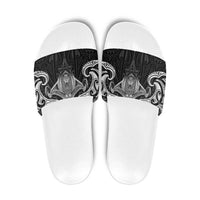New Zealand Aotearoa Slide Sandals Maori Manta Ray Moko Black LT05 Black - Polynesian Pride