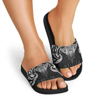 New Zealand Aotearoa Slide Sandals Maori Manta Ray Moko Black LT05 - Polynesian Pride