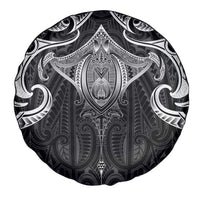 New Zealand Aotearoa Spare Tire Cover Maori Manta Ray Moko Black - Polynesian Pride