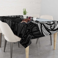 New Zealand Aotearoa Tablecloth Maori Manta Ray Moko Black - Polynesian Pride