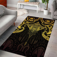 New Zealand Aotearoa Area Rug Maori Manta Ray Moko Gold - Polynesian Pride