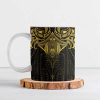 New Zealand Aotearoa Ceramic Mug Maori Manta Ray Moko Gold LT05 Gold - Polynesian Pride
