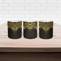 New Zealand Aotearoa Ceramic Mug Maori Manta Ray Moko Gold LT05 - Polynesian Pride
