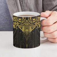 New Zealand Aotearoa Ceramic Mug Maori Manta Ray Moko Gold LT05 - Polynesian Pride