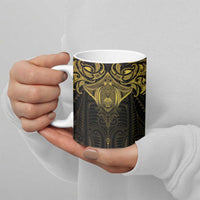 New Zealand Aotearoa Ceramic Mug Maori Manta Ray Moko Gold LT05 - Polynesian Pride