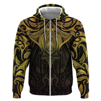 New Zealand Aotearoa Hoodie Maori Manta Ray Moko Gold - Polynesian Pride