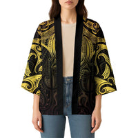 New Zealand Aotearoa Kimono Maori Manta Ray Moko Gold - Polynesian Pride