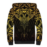 New Zealand Aotearoa Sherpa Hoodie Maori Manta Ray Moko Gold - Polynesian Pride