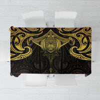New Zealand Aotearoa Tablecloth Maori Manta Ray Moko Gold LT05 Gold - Polynesian Pride