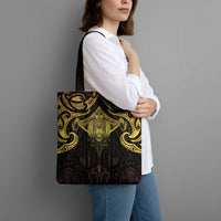 New Zealand Aotearoa Tote Bag Maori Manta Ray Moko Gold - Polynesian Pride