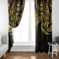 New Zealand Aotearoa Window Curtain Maori Manta Ray Moko Gold - Polynesian Pride