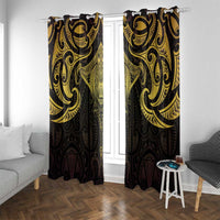 New Zealand Aotearoa Window Curtain Maori Manta Ray Moko Gold - Polynesian Pride