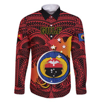 Personalized Papua New Guinea Gulf Province Family Matching Summer Maxi Dress and Hawaiian Shirt Mix Coat Of Arms Polynesian Pattern LT05 Dad's Shirt - Long Sleeve Red - Polynesian Pride