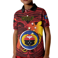 Personalized Papua New Guinea Gulf Province Kid Polo Shirt Mix Coat Of Arms Polynesian Pattern LT05 Kid Red - Polynesian Pride