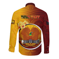 Personalized Papua New Guinea Western Province Long Sleeve Button Shirt Mix Coat Of Arms Polynesian Pattern LT05 - Polynesian Pride
