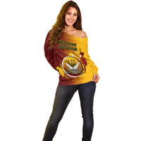 Personalized Papua New Guinea Western Province Off Shoulder Sweater Mix Coat Of Arms Polynesian Pattern LT05 - Polynesian Pride