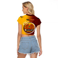 Personalized Papua New Guinea Western Province Raglan Cropped T Shirt Mix Coat Of Arms Polynesian Pattern LT05 - Polynesian Pride