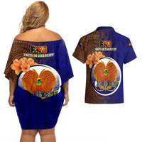 Papua New Guinea Manus Province Couples Matching Off Shoulder Short Dress and Hawaiian Shirt Mix Coat Of Arms Polynesian Pattern LT05 - Polynesian Pride