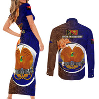 Papua New Guinea Manus Province Couples Matching Short Sleeve Bodycon Dress and Long Sleeve Button Shirts Mix Coat Of Arms Polynesian Pattern LT05 - Polynesian Pride