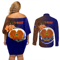 Personalized Papua New Guinea Manus Province Couples Matching Off Shoulder Short Dress and Long Sleeve Button Shirts Mix Coat Of Arms Polynesian Pattern LT05 - Polynesian Pride