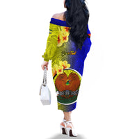 Personalized Papua New Guinea Morobe Province Family Matching Off Shoulder Long Sleeve Dress and Hawaiian Shirt Mix Coat Of Arms Polynesian Pattern LT05 - Polynesian Pride
