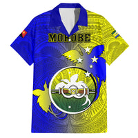 Personalized Papua New Guinea Morobe Province Family Matching Off Shoulder Maxi Dress and Hawaiian Shirt Mix Coat Of Arms Polynesian Pattern LT05 Dad's Shirt - Short Sleeve Yellow - Polynesian Pride