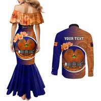 Personalized Papua New Guinea New Ireland Province Couples Matching Mermaid Dress and Long Sleeve Button Shirts Mix Coat Of Arms Polynesian Pattern LT05 - Polynesian Pride