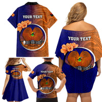 Personalized Papua New Guinea New Ireland Province Family Matching Off Shoulder Short Dress and Hawaiian Shirt Mix Coat Of Arms Polynesian Pattern LT05 - Polynesian Pride
